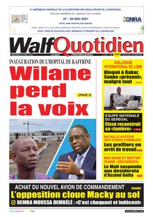 Walf Quotidien n°8749 - du mercredi 26 mai 2021