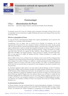 Commission nationale de toponymie (CNT) Communiqué Objet ...