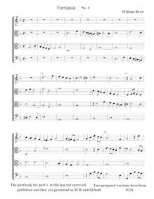 Partition Fantasia No.4 - partition complète (Tr T T B), fantaisies pour 4 violes de gambe