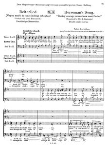 Partition No.2 - Reiterlied, 3 Männerchöre, Op.12, Cornelius, Peter