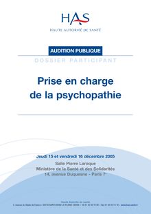 Prise en charge de la psychopathie - Psychopathie -Textes des experts