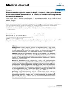 Bionomics of Anopheles latensin Kapit, Sarawak, Malaysian Borneo in relation to the transmission of zoonotic simian malaria parasite Plasmodium knowlesi