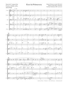 Partition , Ecco la Primavera (Score en concert pitch), madrigaux pour 5 voix