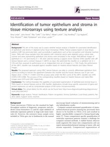 Identification of tumor epithelium and stroma in tissue microarrays using texture analysis