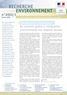 Changement climatique : du scénario global à l évaluation prévisionnelle des impacts locaux.