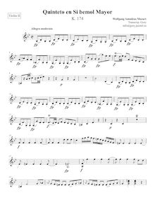 Partition violon II, corde quintette No.1, B♭ major, Mozart, Wolfgang Amadeus par Wolfgang Amadeus Mozart