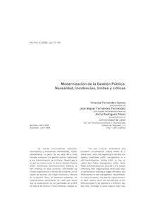 Modernización de la Gestión Pública : Necesidad, incidencias, límites y críticas