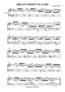 Partition Versett en G minor, Versetti per Organo, Pera, Girolamo