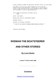 Rodman The Boatsteerer And Other Stories - 1898