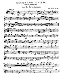 Partition hautbois 2, anglais cor, Symphony No.9, Symfonie č.9, Z nového světa, From the New World