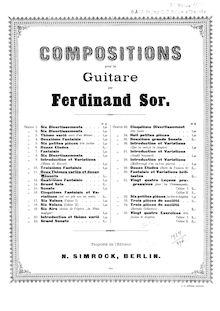 Partition complète, 2 Varied themes et 12 menuets, Sor, Fernando