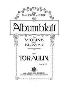 Partition de violon, Albumblatt, Aulin, Tor