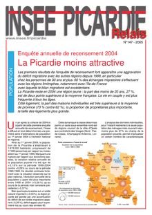 Enquête annuelle de recensement 2004 La Picardie moins attractive