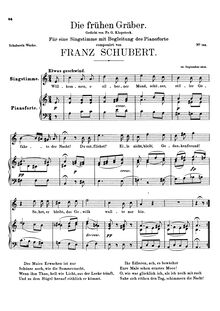 Partition complète, Die frühen Gräber, D.290, The Early Graves, Schubert, Franz