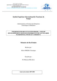 Institut Supérieur International de Tourisme de Tanger Mémoire de ...