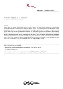 Gaston Fébus et la Fortune - article ; n°24 ; vol.12, pg 149-162