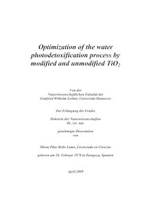 Optimization of the water photodetoxification process by modified and unmodified TiO_1tn2 [Elektronische Ressource] / von Marta Pilar Bello Lamo