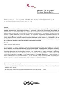 Introduction : Economie d Internet, économie du numérique - article ; n°1 ; vol.52, pg 7-36
