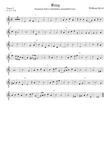 Partition ténor viole de gambe 2, octave aigu clef, 5 chansons, Byrd, William par William Byrd
