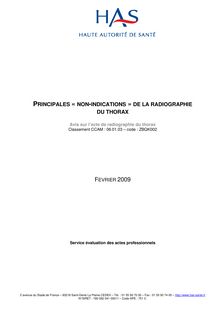 Indications et non-indications de la radiographie du thorax - Document d avis - Radiographie du thorax