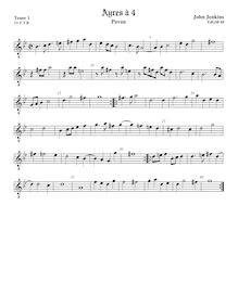 Partition ténor viole de gambe 1, octave aigu clef, Airs pour 4 violes de gambe par John Jenkins