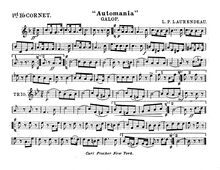 Partition Cornet 1 (B♭), Automania, Galop, Laurendeau, Louis Philippe