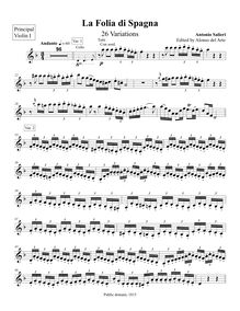 Partition Principal violon I, 26 Variations on La Folia di Spagna