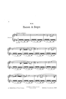 Partition No.3 Chanson de berger, Vieilles chansons,  pour piano