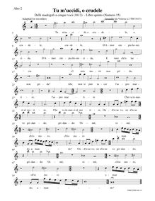 Partition Alto 2 enregistrement , Madrigali A Cinque Voci [Libro Quinto] par Carlo Gesualdo