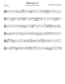 Partition ténor viole de gambe 2, alto clef, Secondo Libro de Madrigali par Alfonso Fontanelli