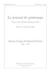 Partition  5 en G major, Le Journal Du Printemps, Fischer, Johann Caspar Ferdinand