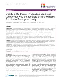 Quality of life themes in Canadian adults and street youth who are homeless or hard-to-house: A multi-site focus group study