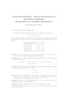 Université d Orléans Master Econométrie et Statistique Appliquée