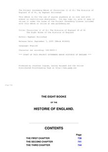 Chronicles (1 of 6): The Historie of England (8 of 8) - The Eight Booke of the Historie of England