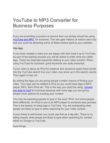 YouTube to MP3 Converter for Business Purposes