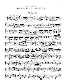 Partition violons II, Symphony No.4, Symfonie č.4, D minor, Dvořák, Antonín