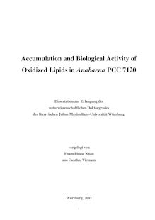 Accumulation and biological activity of oxidized lipids in Anabaena PCC 7120 [Elektronische Ressource] / vorgelegt von Pham Phuoc Nhan