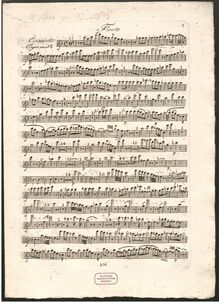 Partition flûte, Concerto pour le Violon Principale avec Accompagnement de 2 Violons, Alto, Basse, flûte, 2 Hautbois, 2 Bassons & 2 Cors