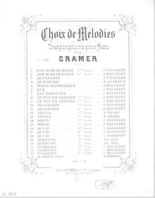 Partition  No.3, Choix de mélodies sur  Esclarmonde , Cramer, Henri (fl. 1890)