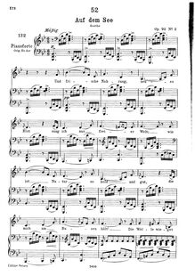 Partition 2nd version, transposition pour low voix (B♭ major), Auf dem See, D.543 (Op.92 No.2)