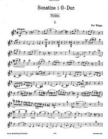 Partition de violon, Sonatina pour violon et Piano, Sonatine i G-dur for violin og piano.