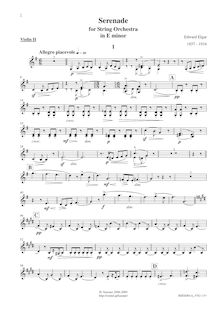 Partition violons II, Serenade pour corde orchestre, Op.20, Elgar, Edward par Edward Elgar