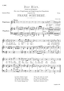 Partition de piano, Der Hirt, D.490, The Shepherd, Schubert, Franz