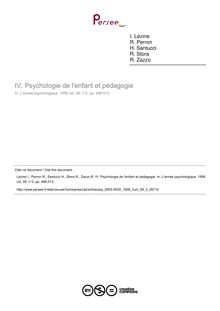 Psychologie de l enfant et pédagogie - compte-rendu ; n°2 ; vol.58, pg 498-513