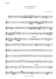 Partition Canto, Canzon Quarta à , Canto e Basso, Frescobaldi, Girolamo