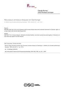 Nouveaux anneaux-disques en Saintonge - article ; n°1 ; vol.92, pg 73-74