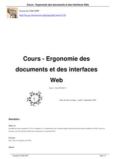 Cours - Ergonomie des documents et des interfaces Web