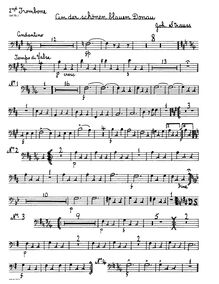 Partition Trombone 2 (ad lib), pour Blue Danube, Op. 314, On the Beautiful Blue Danube - WalzesAn der schönen blauen Donau