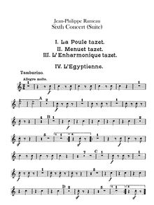Partition tambourin, 6 Concerts Transcrits en Sextuor, Rameau, Jean-Philippe