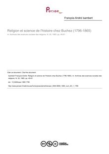 Religion et science de l histoire chez Buchez (1796-1865) - article ; n°1 ; vol.20, pg 45-61